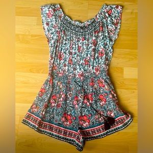 Medium, Express, off the shoulder floral romper.
